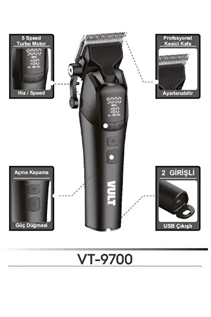 VULT VT-9700 Profesyonel Saç-Sakal Tıraş Makinesi