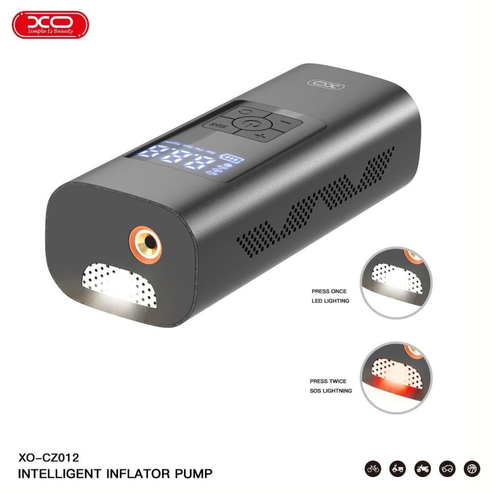 XO-CZ012 Dijital Göstergeli Akıllı Şarjlı Taşınabilir Araba Hava Pompası