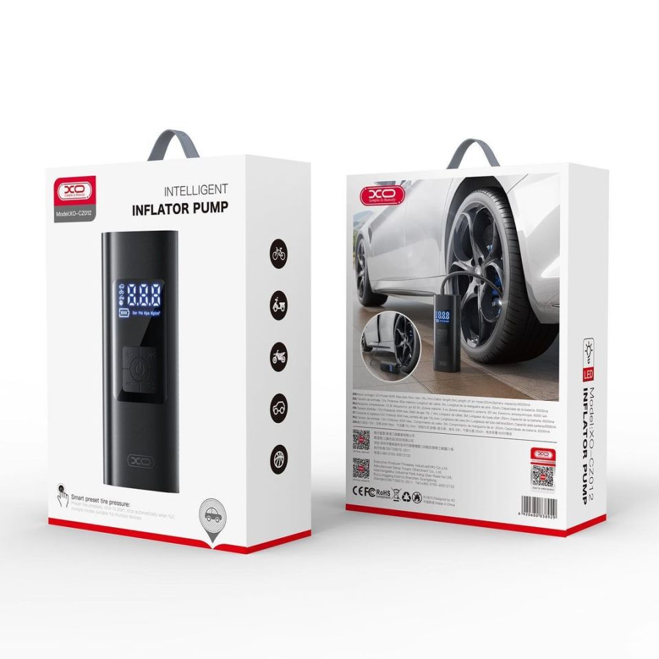 XO-CZ012 Dijital Göstergeli Akıllı Şarjlı Taşınabilir Araba Hava Pompası