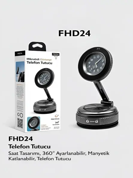 Saat Tasarımlı Araç İçi Telefon Tutucu MagSafe Manyetik 360 Ayarlanabilir