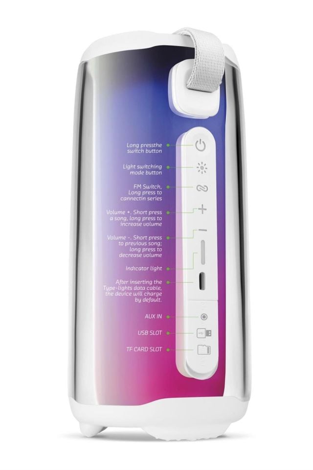 Powerway Senfoni Taşınabilir Bluetooth Hoparlör Yüksek Ses Gücü Sese Duyarlı Led Işık