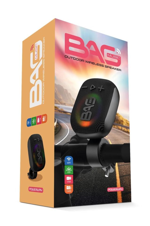 Powerway Bag Siyah Bisiklet, Motorsiklet Uyumlu Gidon Aparatlı Bluetooth Hoparlör