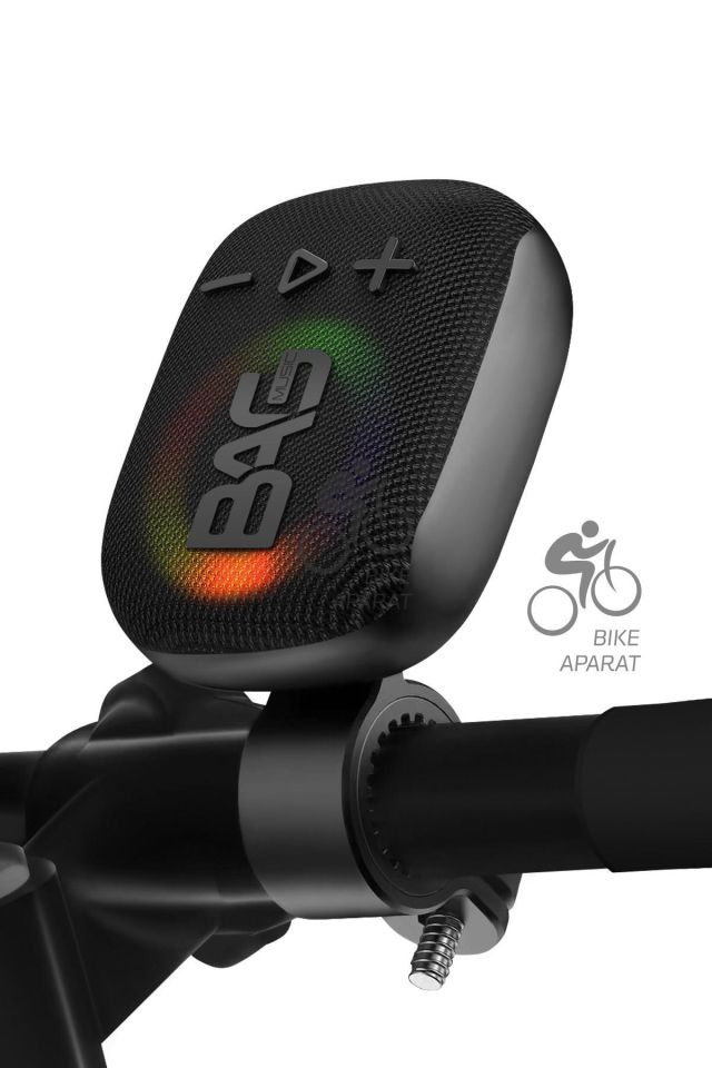 Powerway Bag Siyah Bisiklet, Motorsiklet Uyumlu Gidon Aparatlı Bluetooth Hoparlör