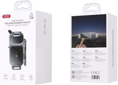 XO WX042 Kablosuz Araç Şarj Aleti Telefon Tutucu – 15W Hızlı Şarj 90° Ayarlanabilir Dokunmatik Kontrol