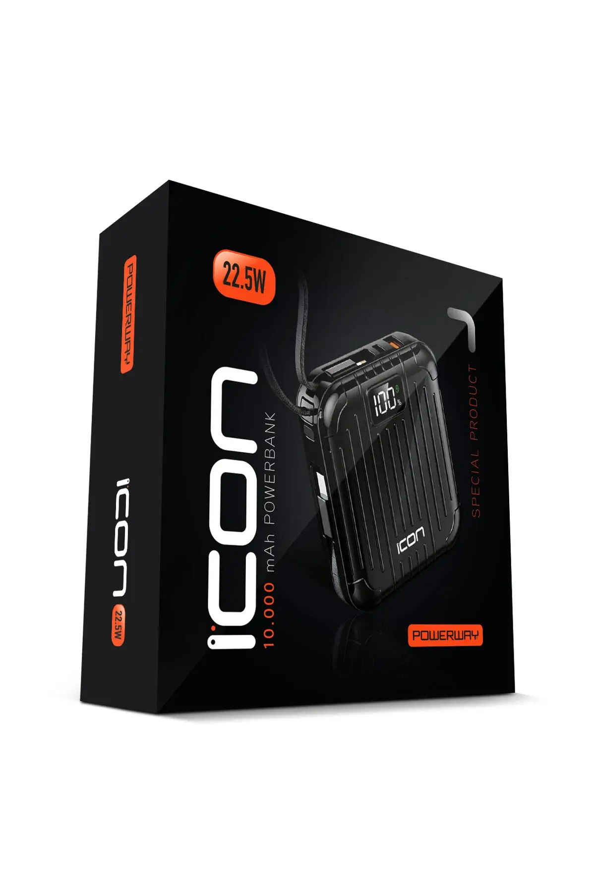 Powerway 10.000 mAh PD 22.5 W Hızlı Şarj Gerçek 10.000 mAh Garantili Led Fener Dijital ICon Powerbank