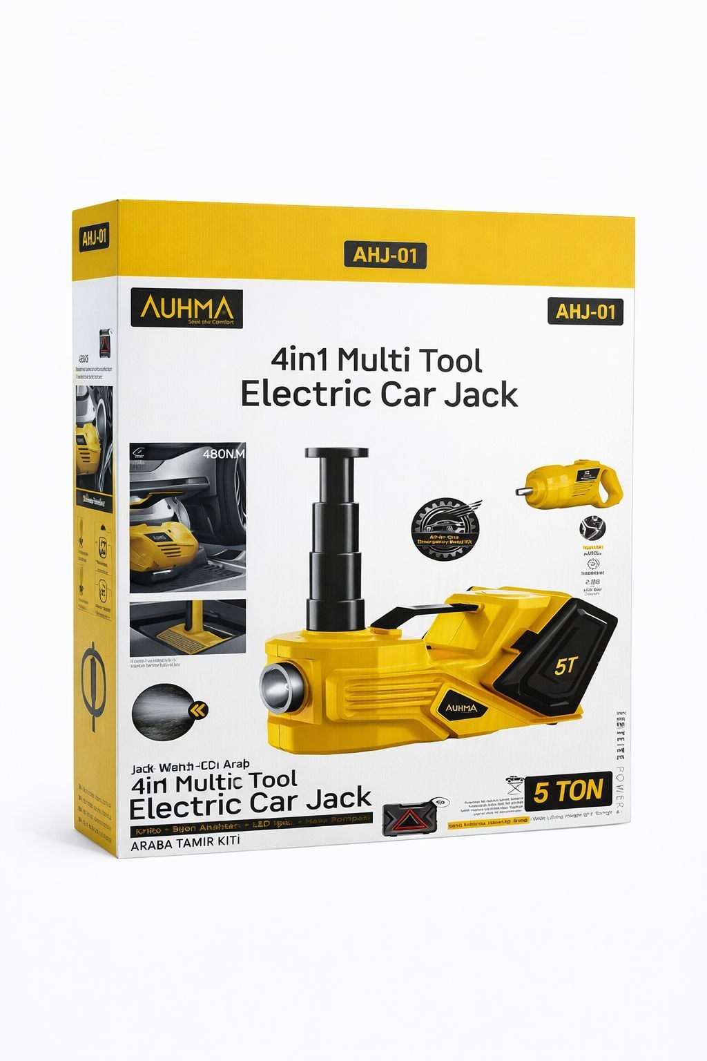 Auhma AHJ-01 5 Ton 4İn1 Elektrikli Kriko Seti + Bijon Anahtarı + Led + Hava Pompası