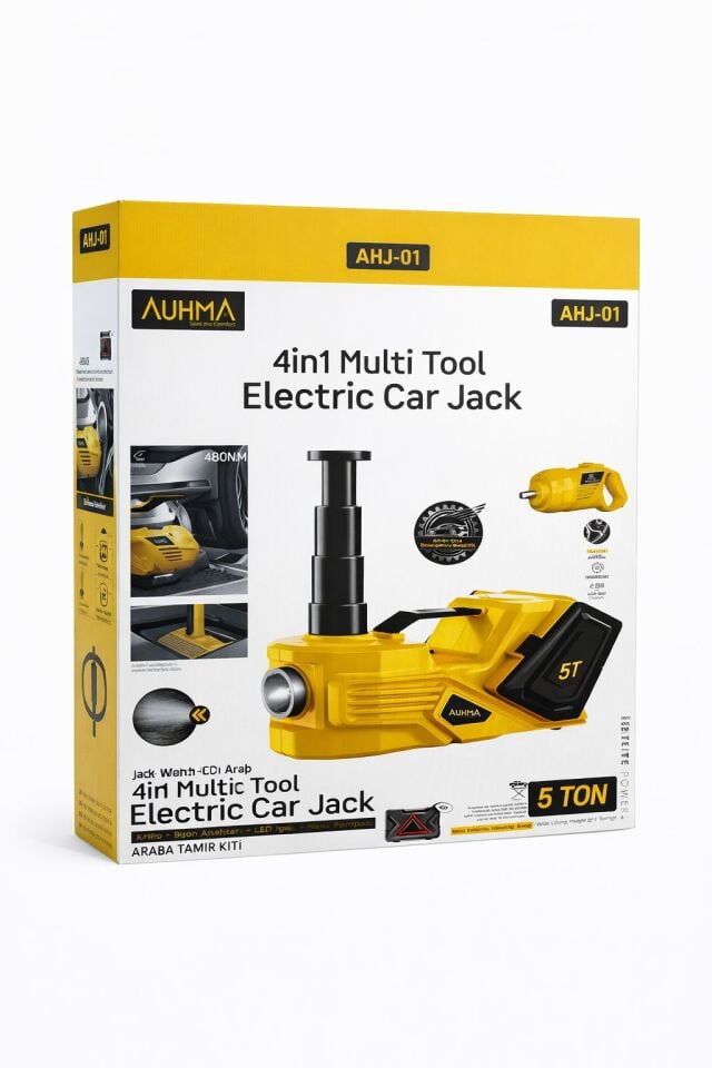 Auhma AHJ-01 5 Ton 4İn1 Elektrikli Kriko Seti + Bijon Anahtarı + Led + Hava Pompası
