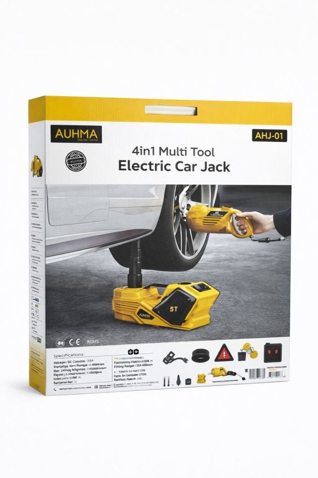 Auhma AHJ-01 5 Ton 4İn1 Elektrikli Kriko Seti + Bijon Anahtarı + Led + Hava Pompası