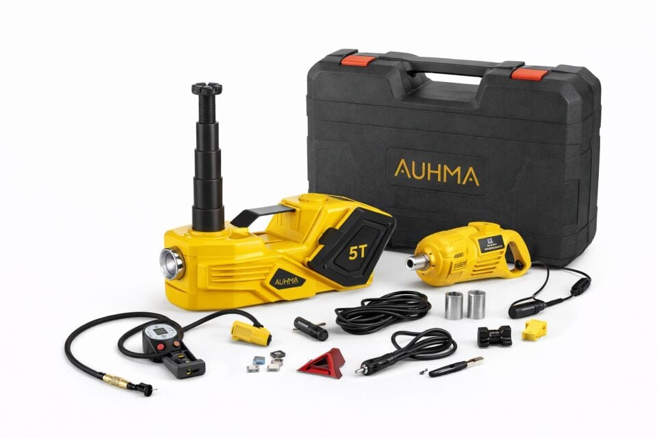 Auhma AHJ-01 5 Ton 4İn1 Elektrikli Kriko Seti + Bijon Anahtarı + Led + Hava Pompası