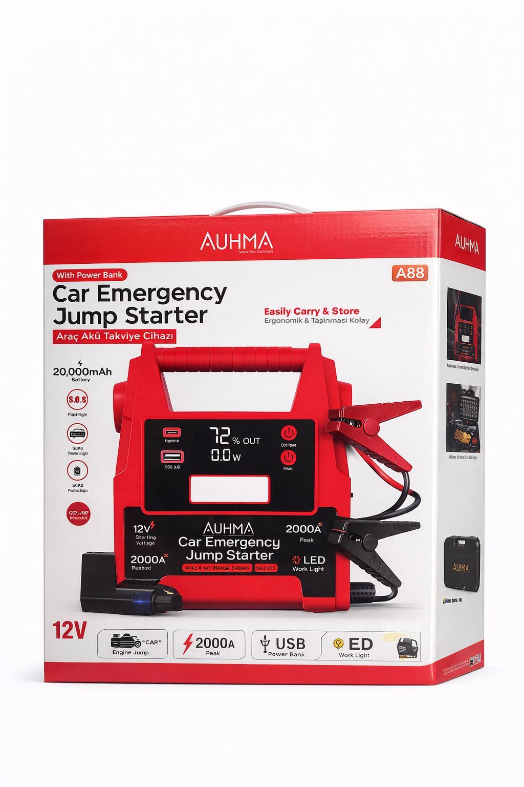 Auhma A8811 20.000 mAH 2000A Araç Akü Takviye Cihazı 12V