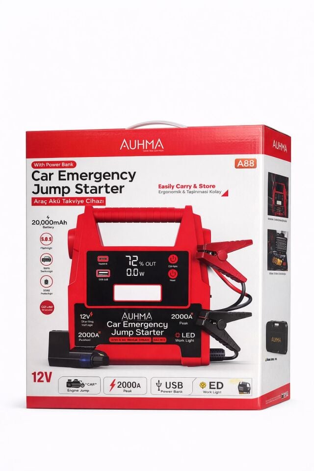 Auhma A8811 20.000 mAH 2000A Araç Akü Takviye Cihazı 12V