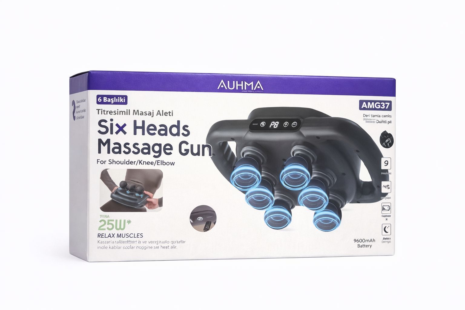 Auhma AMG37 / 6 Başlıklı / Titreşimli Masaj Aleti / Derin Doku / 25W