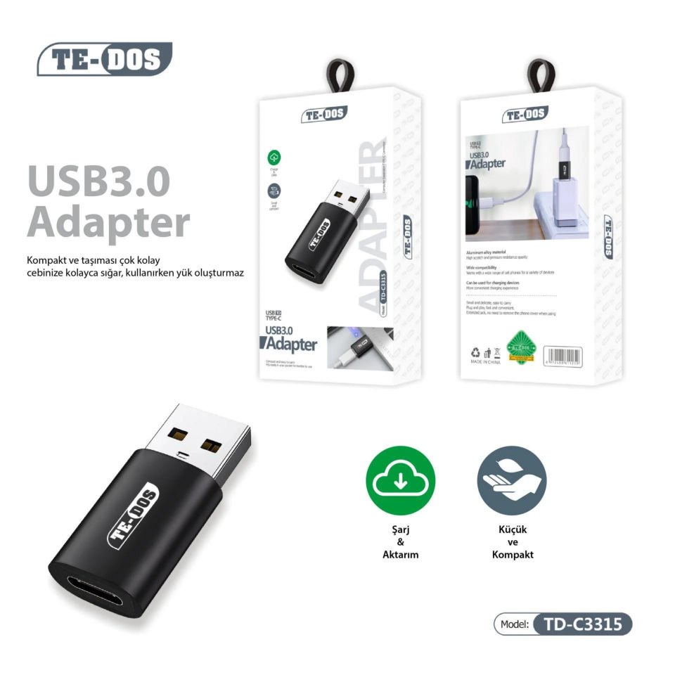 Tedos TD-C3315 Type-C to USB 3.0 Dönüştürücü