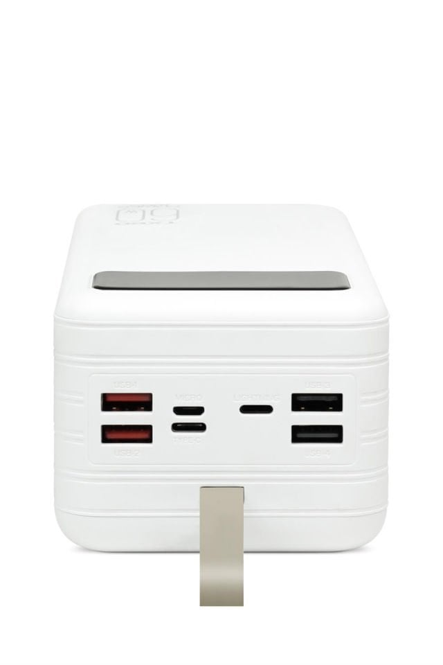 Powerway TX60 Beyaz 60.000 mAh Çoklu Çıkış Dijital Göstergeli Ekstra Kablolu Powerbank