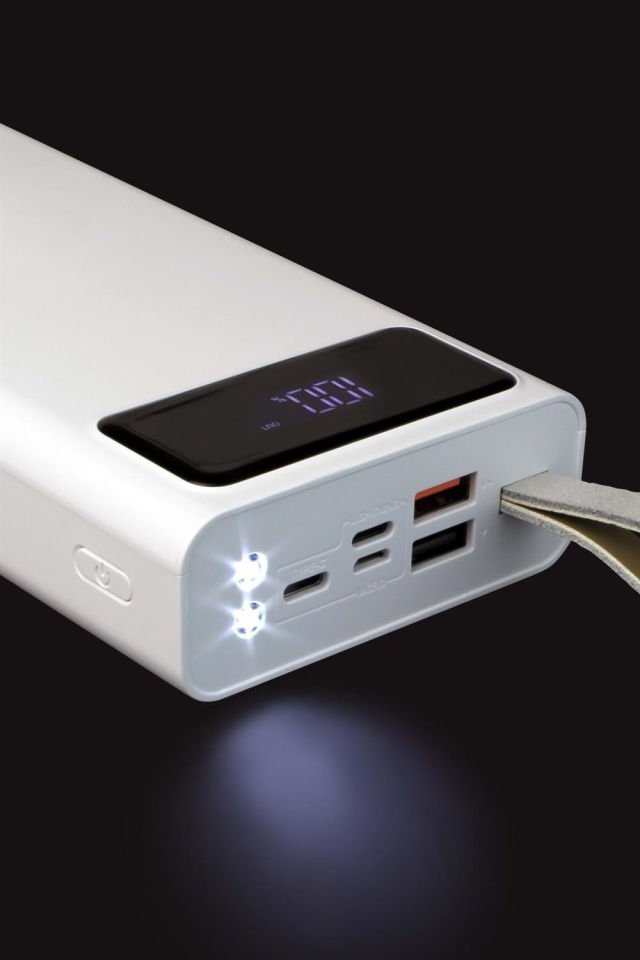 Powerway 30.000 Mah Dijital Göstergeli Gerçek 30.000 Mah Garantili Işıklı Type-c Girişli Tx30 Beyaz Powerbank