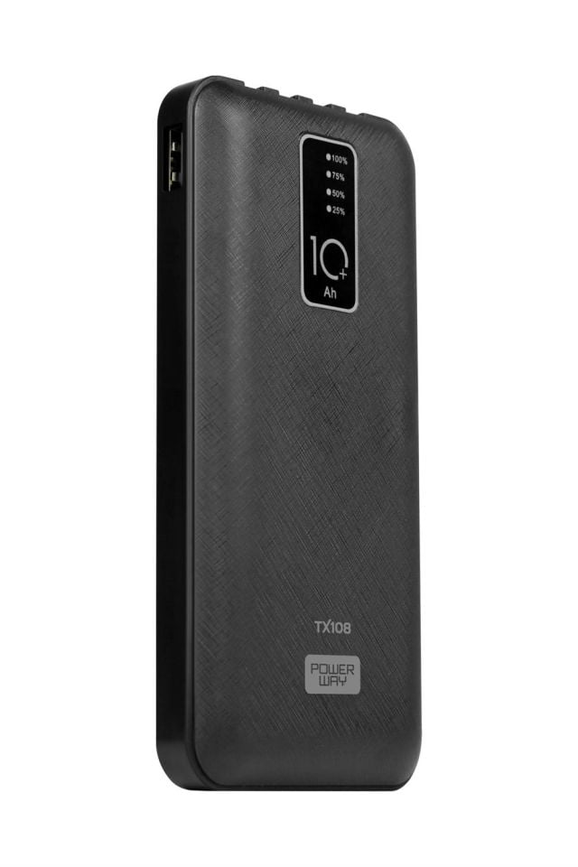 Powerway TX108 Siyah 10.000 mAh Dijital Göstergeli Ekstra Kablolu 4 Çıkışlı Powerbank