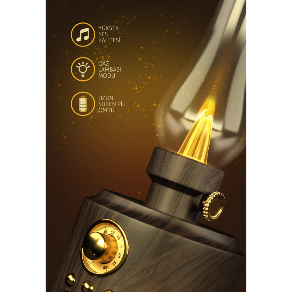 Powerway Shine Usb Girişli Otantik Gece Lambası Taşınabilir Nostalji Bluetooth Hoparlör