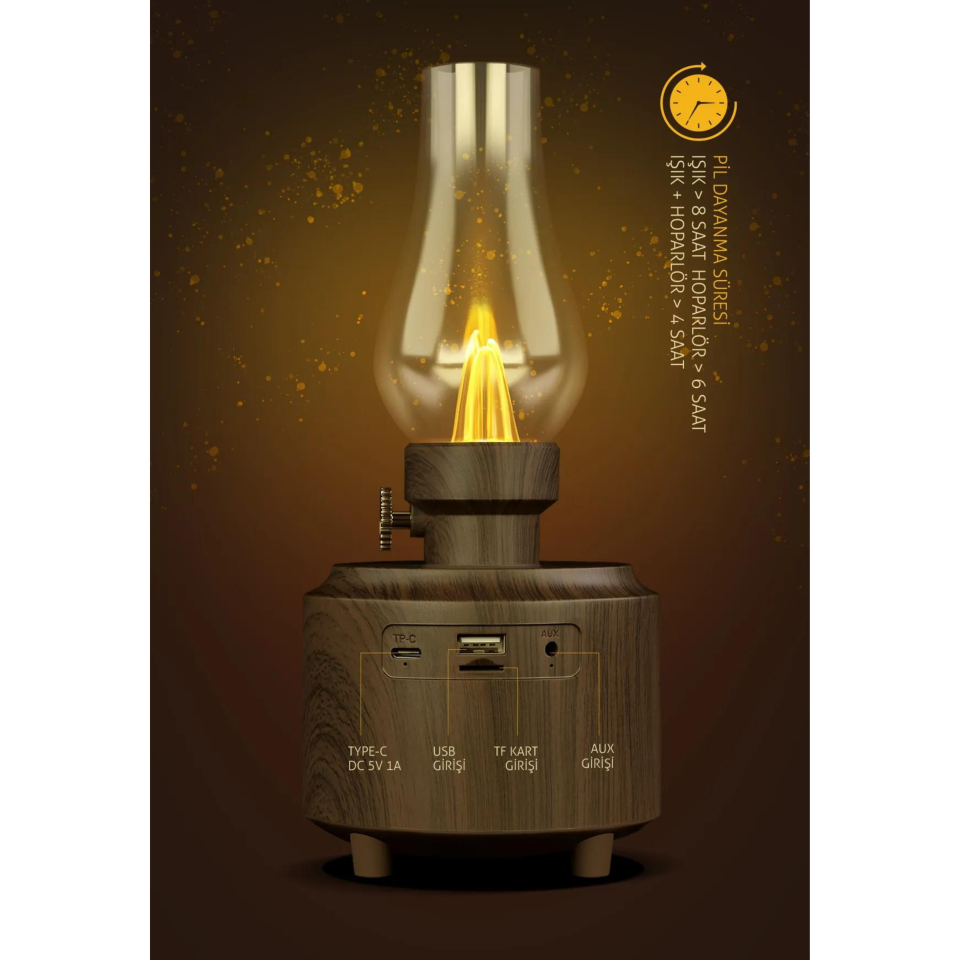 Powerway Shine Usb Girişli Otantik Gece Lambası Taşınabilir Nostalji Bluetooth Hoparlör