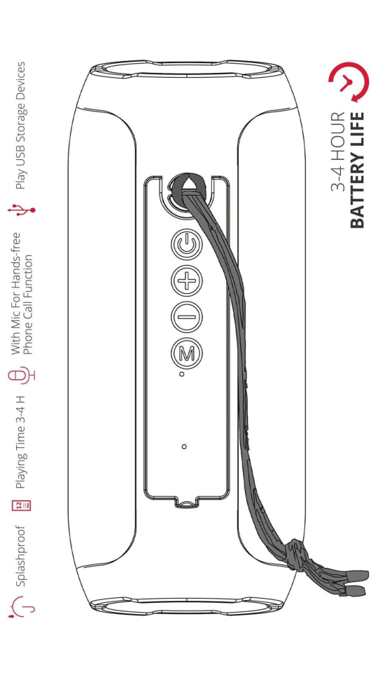 Powerway Wrx01 90 Db Sd Kart Aux Usb Girişli Kırmızı Kablosuz Bluetooth Speaker Hoparlör Ses Bombası Fm Radyo