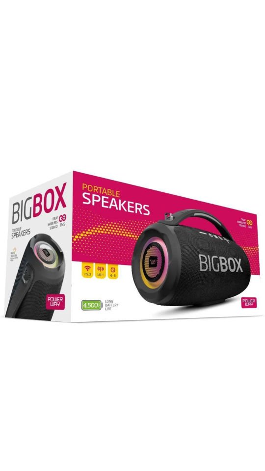 Powerway Bigbox 40W Güç Çift Bass Usb Hafıza Kartı Aux Fm Led Işıklı Bluetooth Hoparlör Hi-Fi Ses Bombası