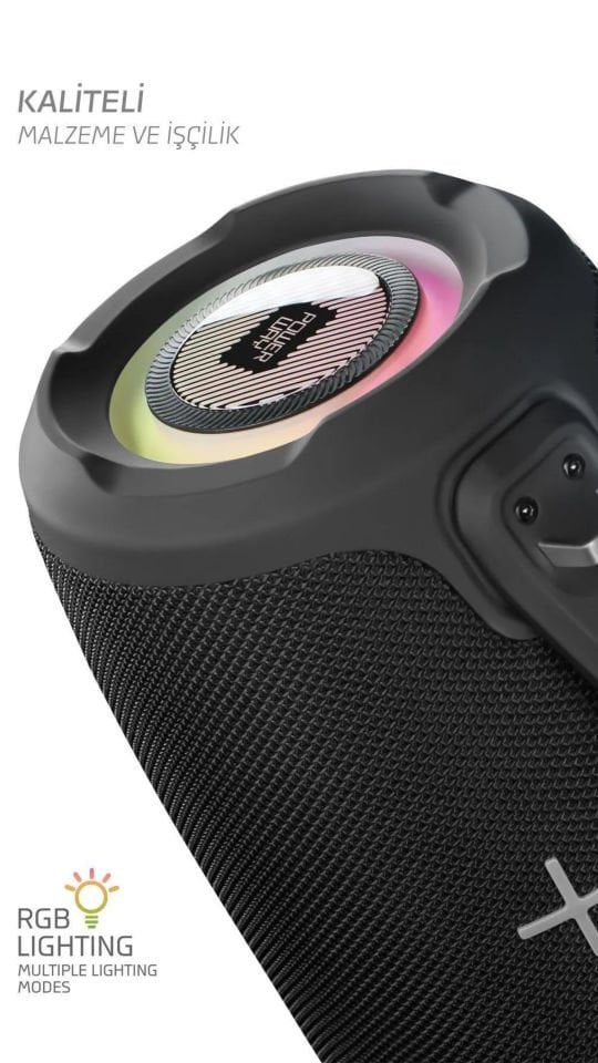 Powerway Bigbox 40W Güç Çift Bass Usb Hafıza Kartı Aux Fm Led Işıklı Bluetooth Hoparlör Hi-Fi Ses Bombası