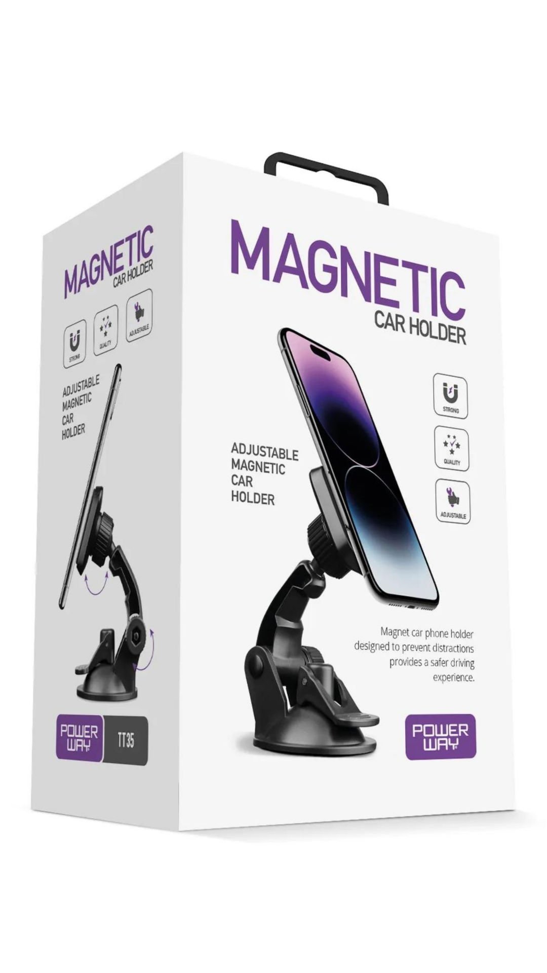 Powerway TT35 Araç İçi Mıknatıslı Telefon Tutucu Torpido ve Cam Uyumlu Çok Açılı Ayarlanabilir Vantuzlu