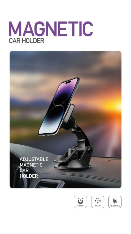 Powerway TT35 Araç İçi Mıknatıslı Telefon Tutucu Torpido ve Cam Uyumlu Çok Açılı Ayarlanabilir Vantuzlu