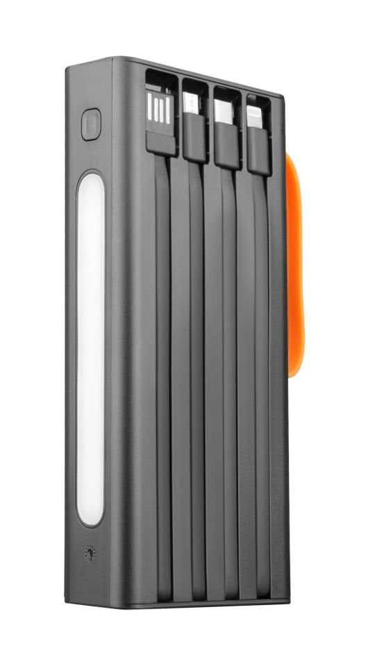 Powerway QC20 Siyah 20.000 Mah PD 22.5W Dahili Kablolu Hızlı Şarj Led Işıklı Powerbank