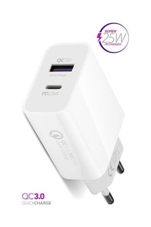 Powerway HW25 PD 25W USB QC 3.0 Çift Girişli Hızlı Şarj Adaptörü