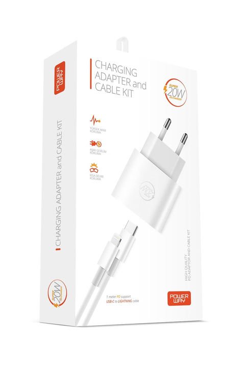 Powerway RXS20 PD 20W Type-C Girişli Hızlı Şarj Seti Kablo Dahil