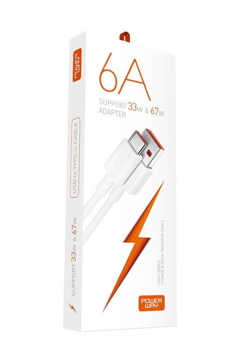 Powerway M6 Type-C to Usb-A PD 67W 6A Şarj Ve Veri Aktarım Kablosu