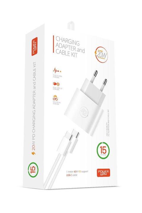 Powerway RXS27 25W Type-C Şarj Adaptörü ve Kablo Seti Hızlı ve Güvenli Apple Uyumlu