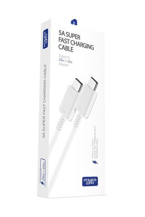 Powerway S5 45W Yüksek Hızlı Şarj Destekli 5A İki Ucu Type-C Şarj ve Veri Aktarma Kablosu