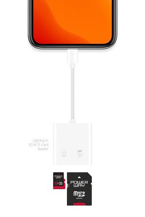 Powerway AC07 Lightning to SD Kart Okuyucu Adaptör MicroSD Hafıza Kart Okuyucu Adaptör
