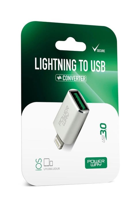 Powerway Mini Lightning Otg to Usb 3.0 Yüksek Hızlı Otg Çevirici Dönüştürücü Adaptör