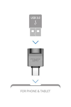 Powerway Mini Type-C Otg to Usb 3.0 Yüksek Hızlı Otg Çevirici Dönüştürücü Adaptör