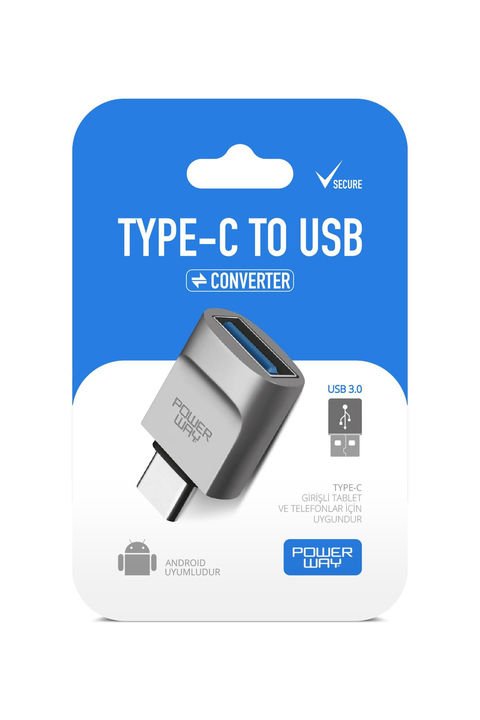 Powerway Mini Type-C Otg to Usb 3.0 Yüksek Hızlı Otg Çevirici Dönüştürücü Adaptör