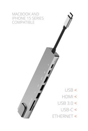 Powerway Type-C Hub Dönüştürücü Hdmi Usb Micro Sd Çevirici 8 Girişli Çoğaltıcı Universal Uyumluluk