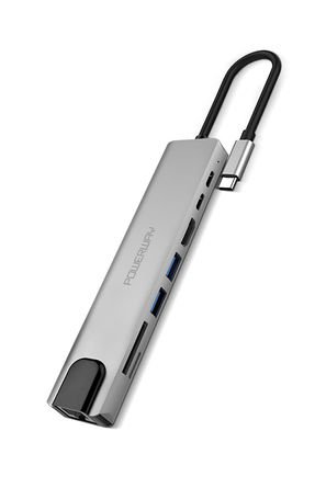 Powerway Type-C Hub Dönüştürücü Hdmi Usb Micro Sd Çevirici 8 Girişli Çoğaltıcı Universal Uyumluluk
