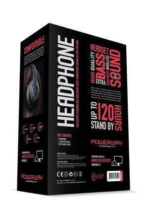 Powerway BTX107 Siyah Kulak Üstü Bluetooth Kulaklık iOS & Android Uyumlu