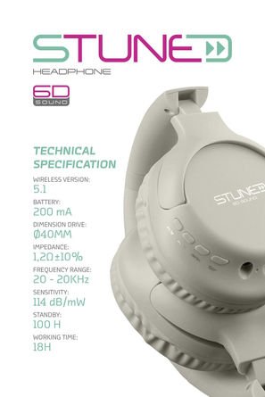 Powerway Stune Kulaküstü Bej Bluetooth Kulaklık 6D Sound 18 Saat Kullanım Süresi