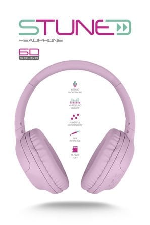 Powerway Stune Kulaküstü Pembe Bluetooth Kulaklık 6D Sound 18 Saat Kullanım Süresi