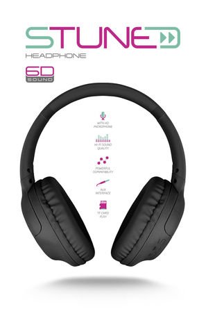 Powerway Stune Kulaküstü Siyah Bluetooth Kulaklık 6D Sound 18 Saat Kullanım Süresi