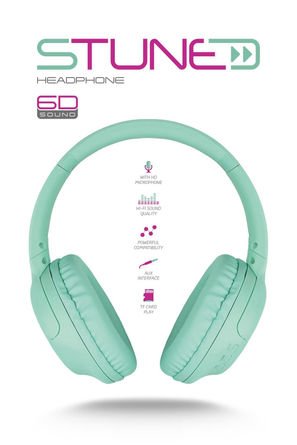 Powerway Stune Kulaküstü Turkuaz Bluetooth Kulaklık 6D Sound 18 Saat Kullanım Süresi