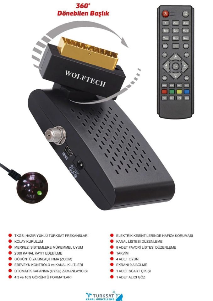 Scart Tak Kullan Dijital Uydu Alıcısı - ( Kanallar Yüklü - Tüplü Televizyonlara Uyumlu )