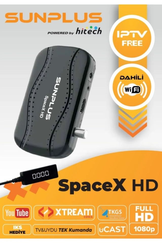 Sunplus Spacex Çanaklı-çanaksız Dahili Wi-fi Full Hd Sinema Paketili Uydu Alıcısı