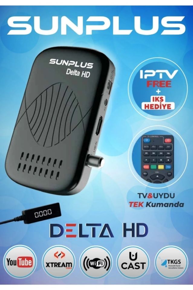 Sunplus Astra Delta Çanaksız Tv Full Hd Akıllı Kumanda Uydu Alıcısı Wifi Anten