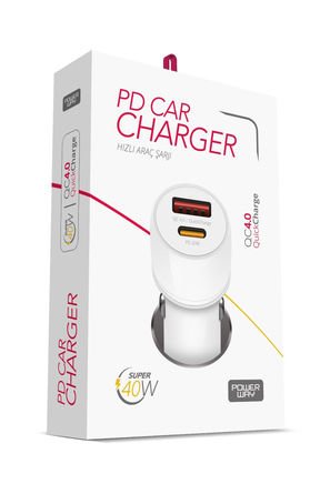Powerway CC40 PD40W Hızlı Şarj Usb-A ve Type-C Girişli Araç Içi Çakmaklık Şarj Adaptörü