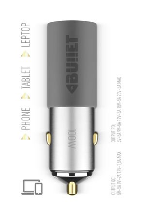 Powerway Bullet 100W Araç Çakmaklık Şarj Cihazı Type-C ve Usb Çıkışlı Profesyonel Turbo Hızlı Şarj