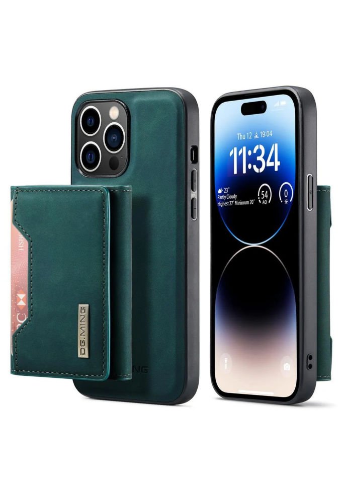 İphone 13 Pro Uyumlu Ayrılabilen Cüzdanlı Deri Telefon Kılıfı Yeşil